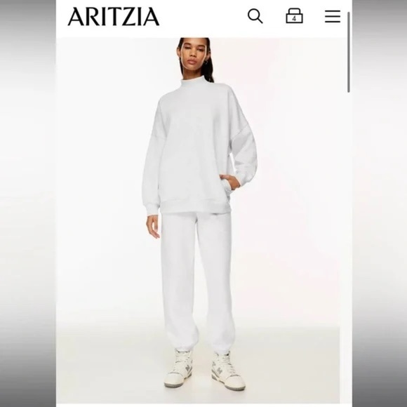 (2 Medium/Large) TNA by Aritzia Cozy Fleece Mega Mock Sweater Gray - Picture 6 of 6